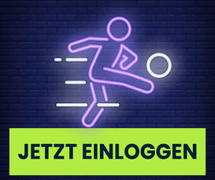 wettigo-sport-2 Neon Fußball Symbol mit Einloggen Button im Vordergrund