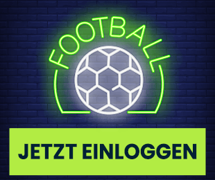 wettigo-sport Neon Fussball Symbol mit Einloggen Button im Vordergrund